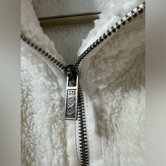 Roxy Sherpa cozy zip up cream sweater jacket size large - Picture 5 of 13